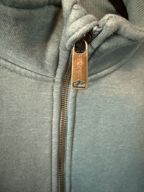 Carhartt Woman’s Relaxed Fit Quarter Zip Green Pullover Sweatshirt Medium - Picture 3 of 8